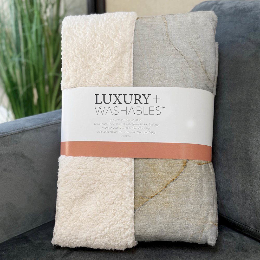 Premium Machine Washable ASB510 Beige 50" x 70" Sherpa Throw Blanket. Picture 3