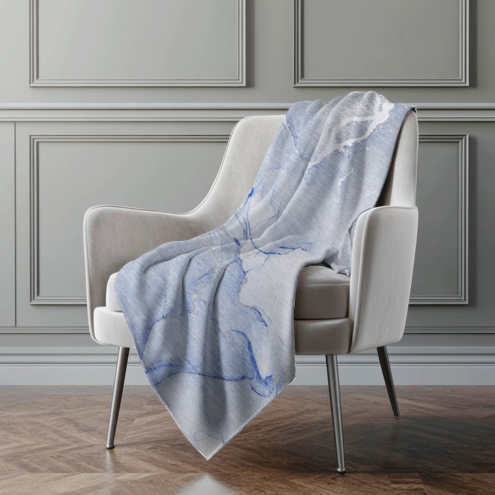 Premium Machine Washable ASB510 Blue 50" x 70" Sherpa Throw Blanket. Picture 4