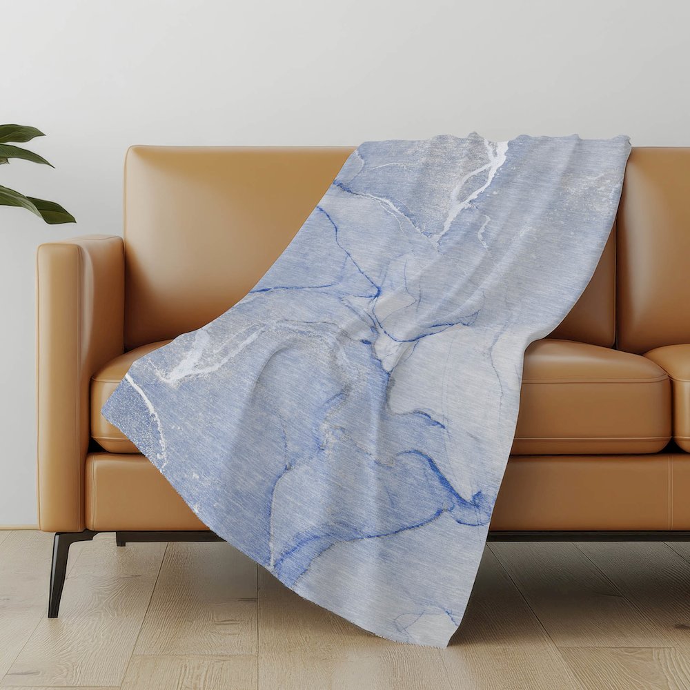 Premium Machine Washable ASB510 Blue 50" x 70" Sherpa Throw Blanket. Picture 5