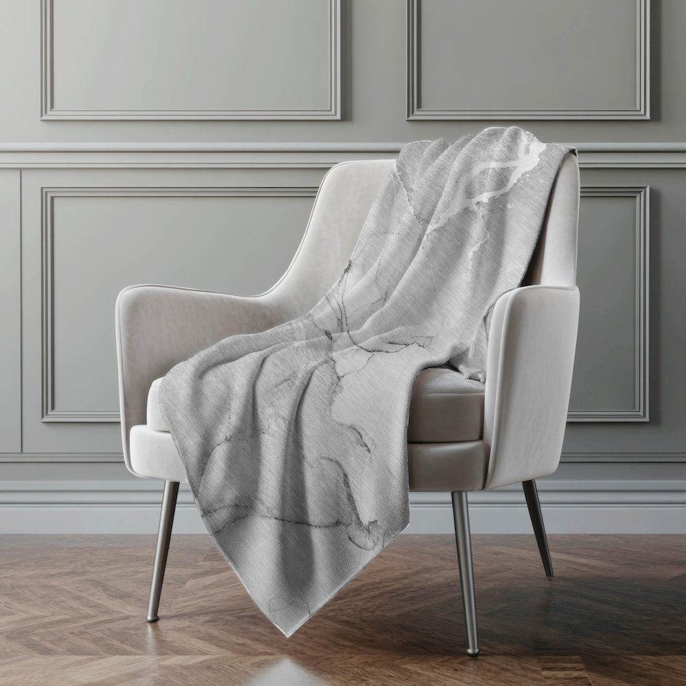 Premium Machine Washable ASB510 Gray 50" x 70" Sherpa Throw Blanket. Picture 4
