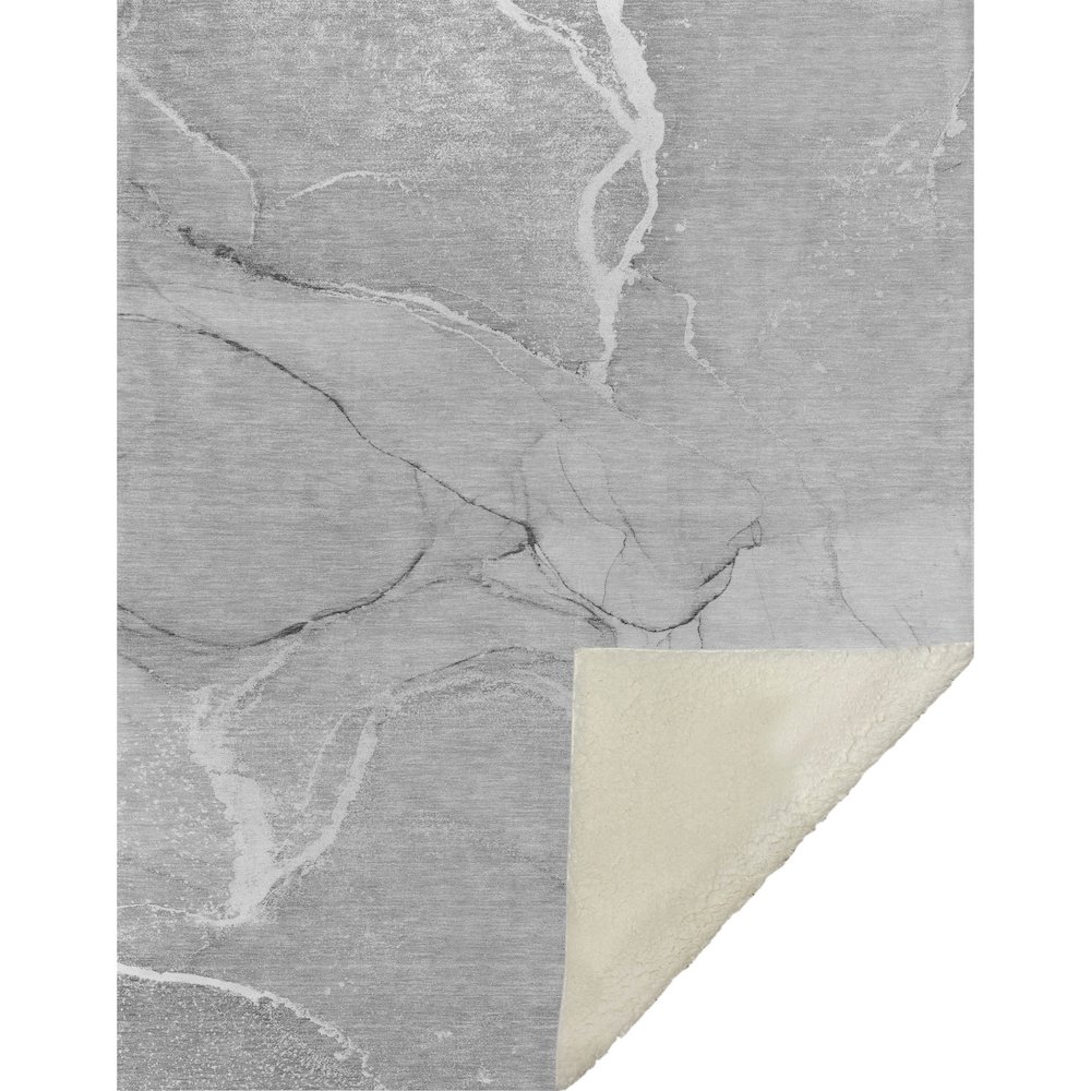 Premium Machine Washable ASB510 Gray 50" x 70" Sherpa Throw Blanket. Picture 1