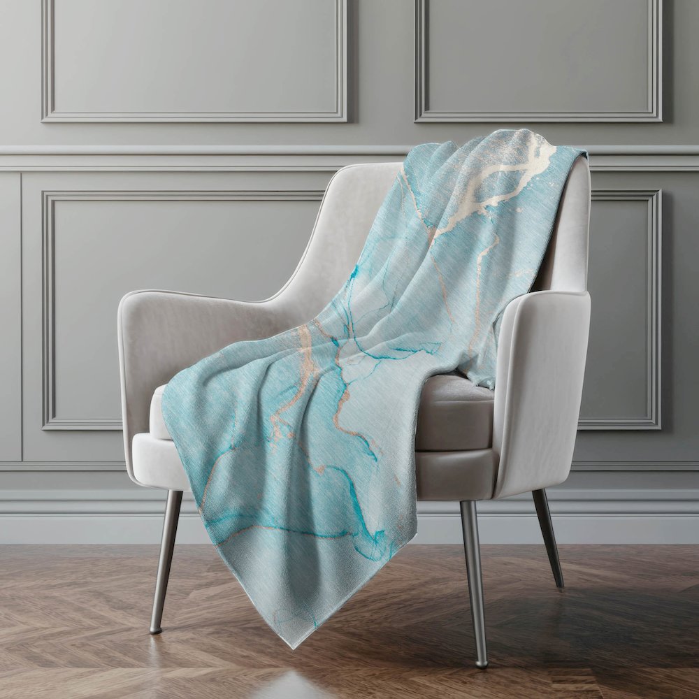 Premium Machine Washable ASB510 Teal 50" x 70" Sherpa Throw Blanket. Picture 4