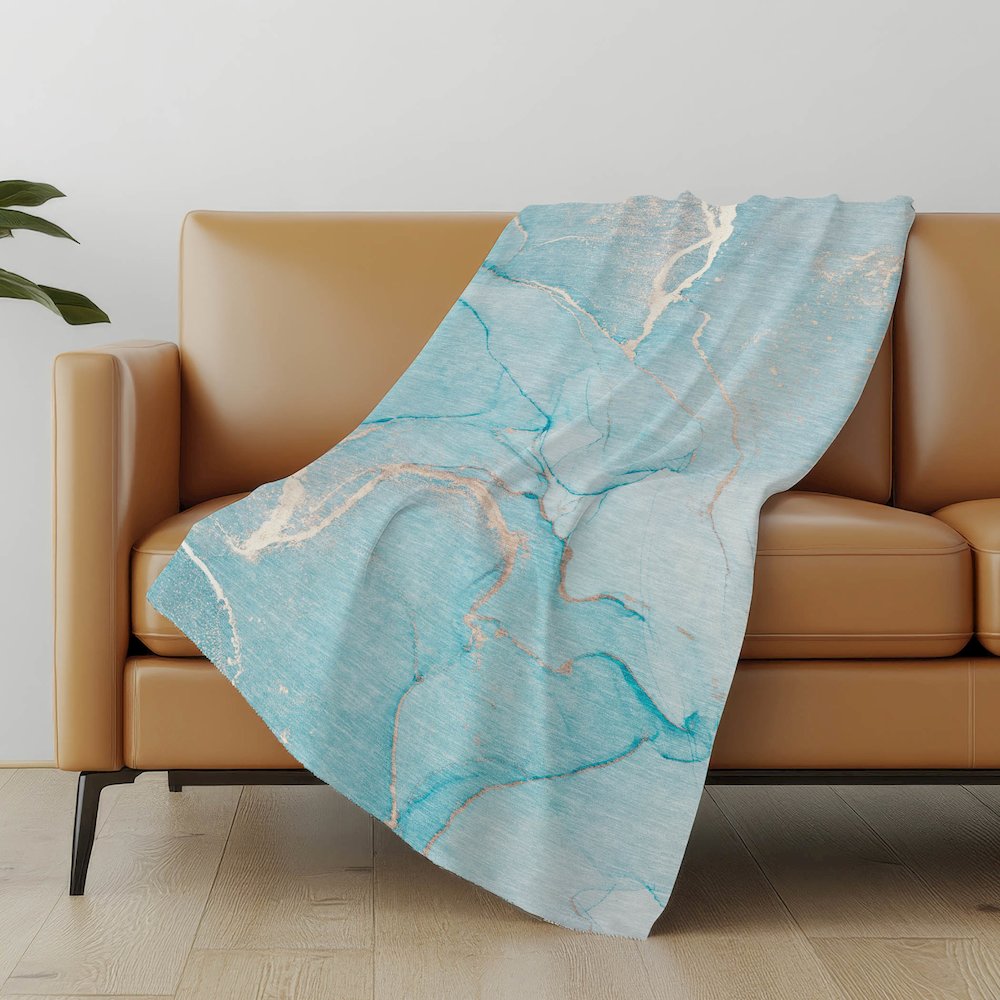 Premium Machine Washable ASB510 Teal 50" x 70" Sherpa Throw Blanket. Picture 5