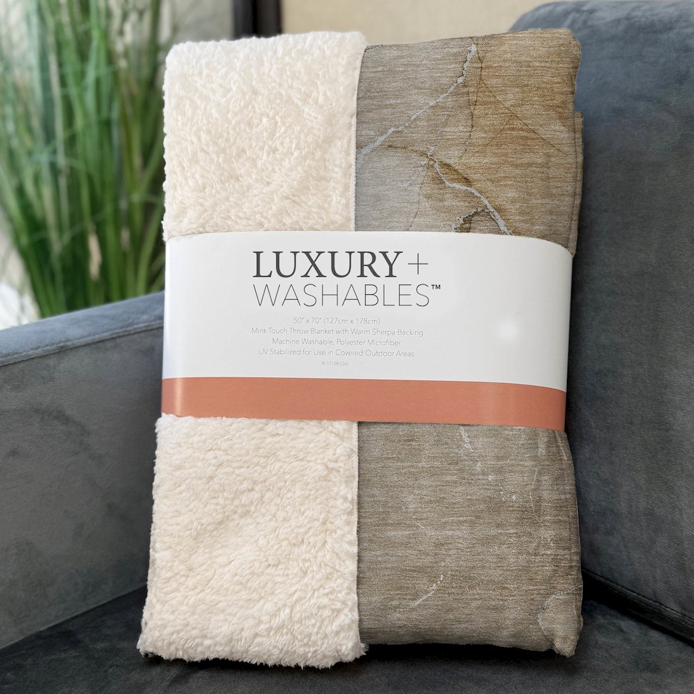 Premium Machine Washable ASB511 Beige 50" x 70" Sherpa Throw Blanket. Picture 3
