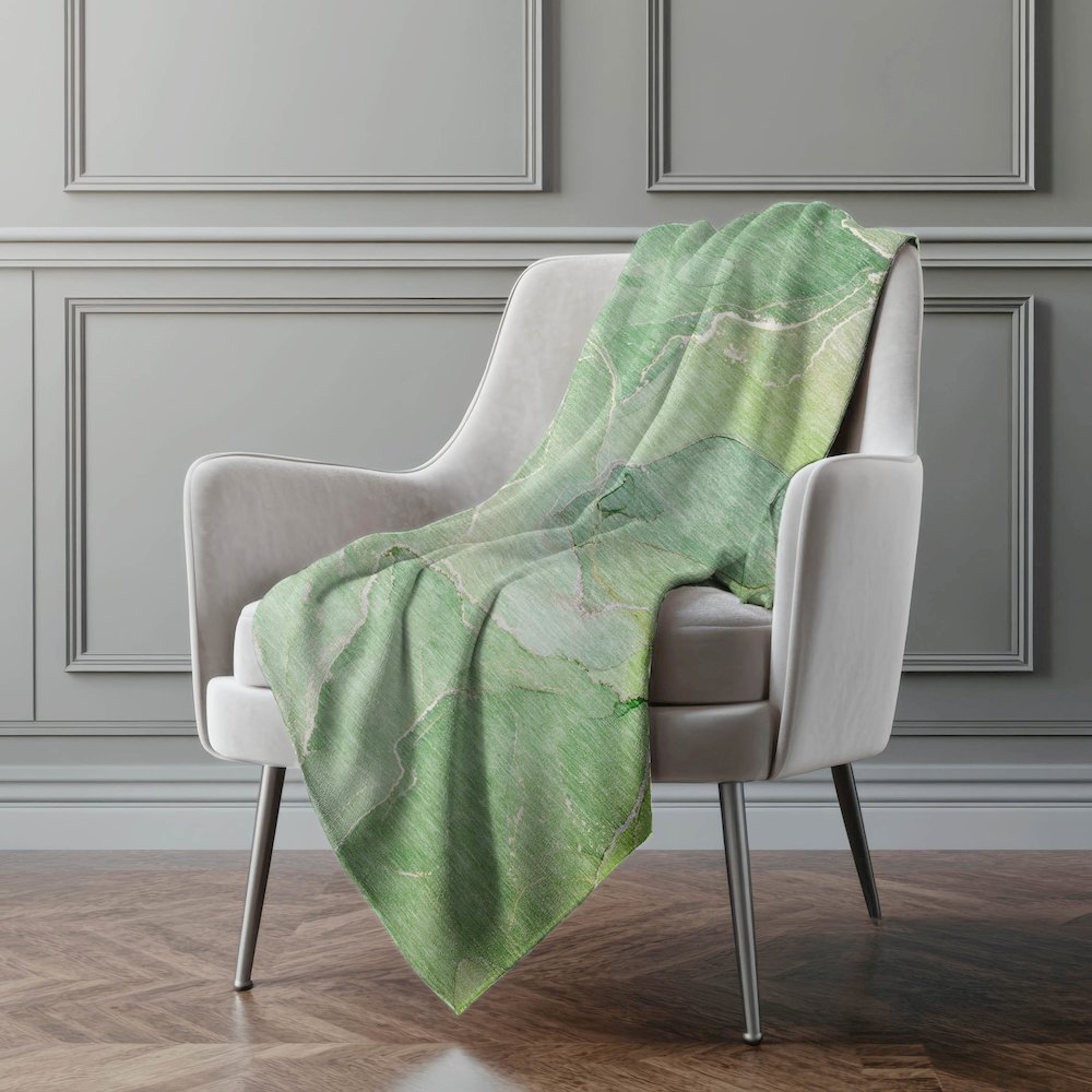 Premium Machine Washable ASB511 Green 50" x 70" Sherpa Throw Blanket. Picture 4
