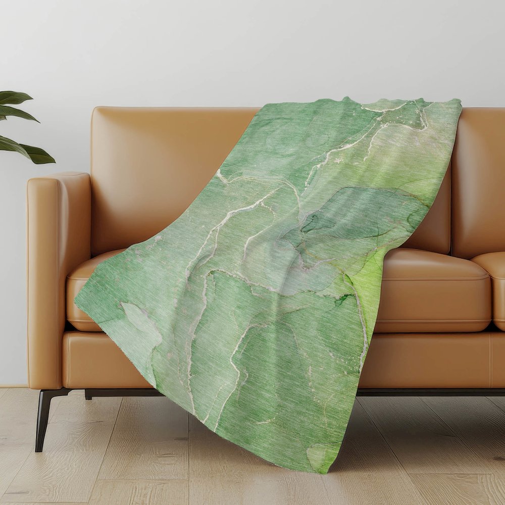 Premium Machine Washable ASB511 Green 50" x 70" Sherpa Throw Blanket. Picture 5