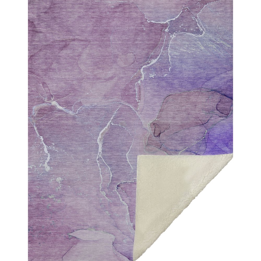 Premium Machine Washable ASB511 Purple 50" x 70" Sherpa Throw Blanket. Picture 1