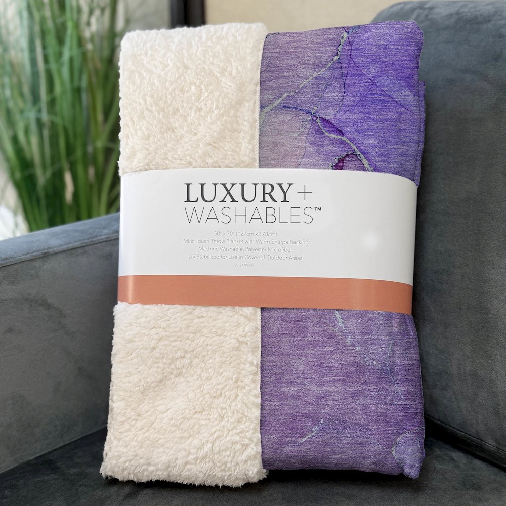 Premium Machine Washable ASB511 Purple 50" x 70" Sherpa Throw Blanket. Picture 3
