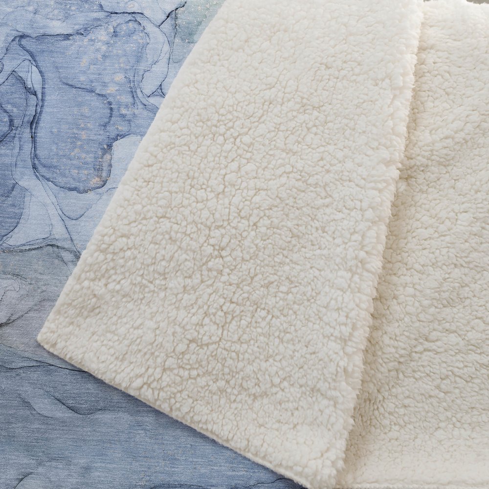 Premium Machine Washable ASB512 Blue 50" x 70" Sherpa Throw Blanket. Picture 2