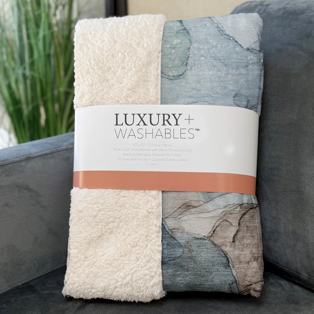 Premium Machine Washable ASB512 Blue 50" x 70" Sherpa Throw Blanket. Picture 3