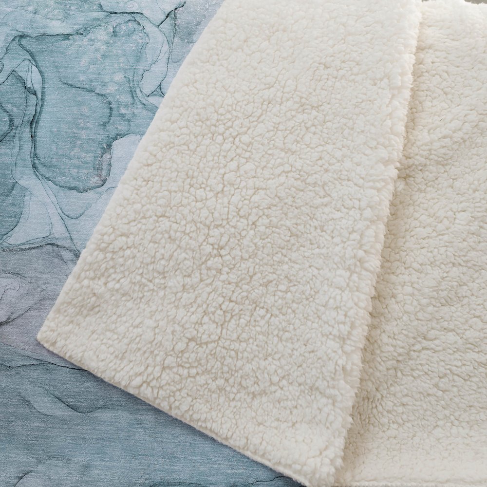 Premium Machine Washable ASB512 Teal 50" x 70" Sherpa Throw Blanket. Picture 2