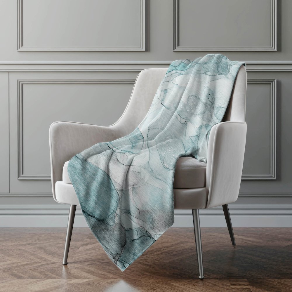 Premium Machine Washable ASB512 Teal 50" x 70" Sherpa Throw Blanket. Picture 4