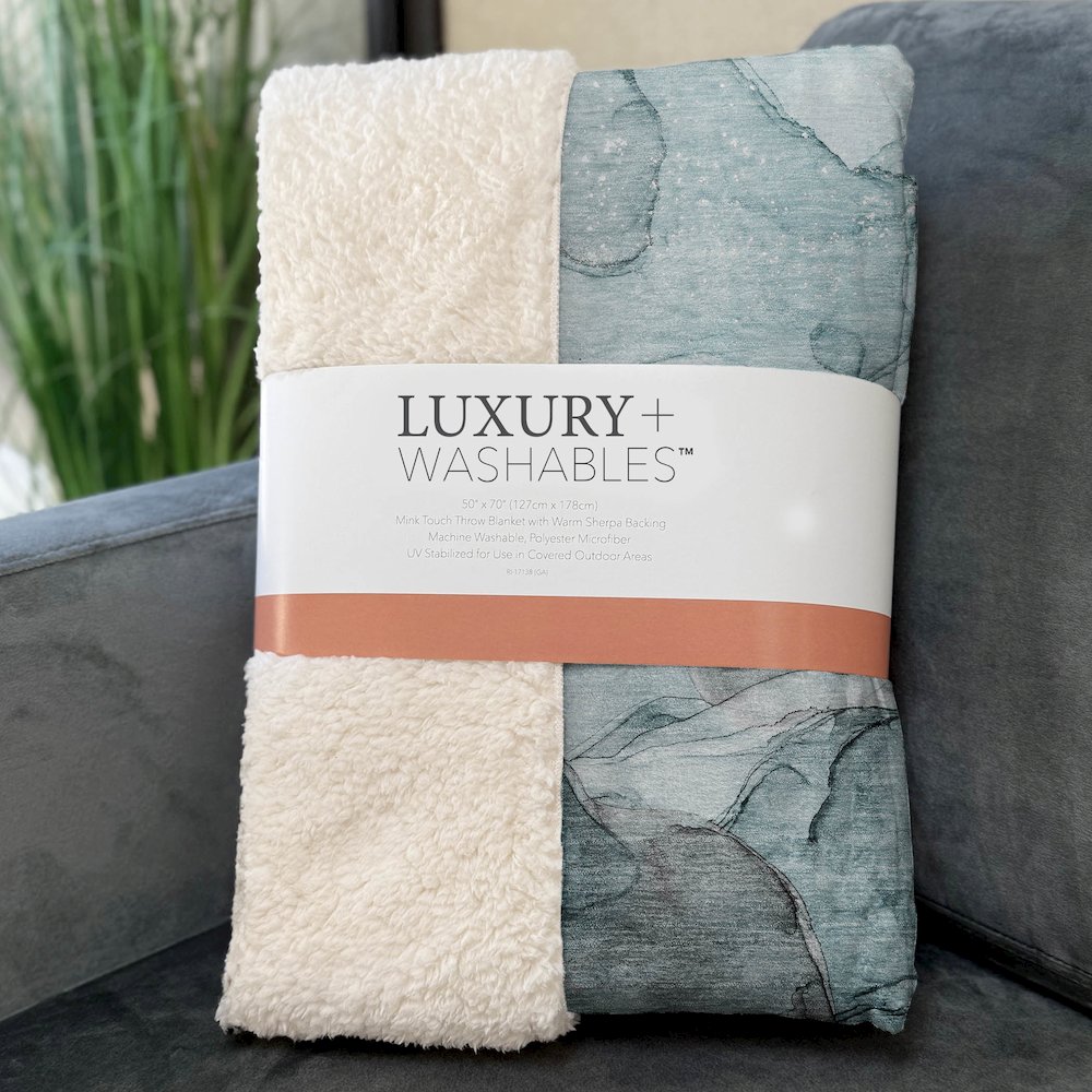 Premium Machine Washable ASB512 Teal 50" x 70" Sherpa Throw Blanket. Picture 3