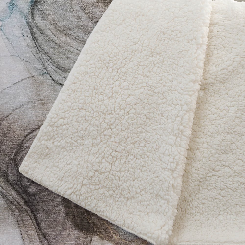 Premium Machine Washable ASB513 Beige 50" x 70" Sherpa Throw Blanket. Picture 2