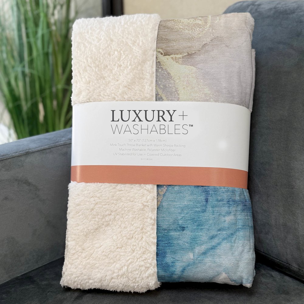 Premium Machine Washable ASB513 Beige 50" x 70" Sherpa Throw Blanket. Picture 3