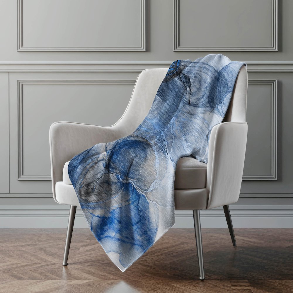 Premium Machine Washable ASB513 Navy 50" x 70" Sherpa Throw Blanket. Picture 4