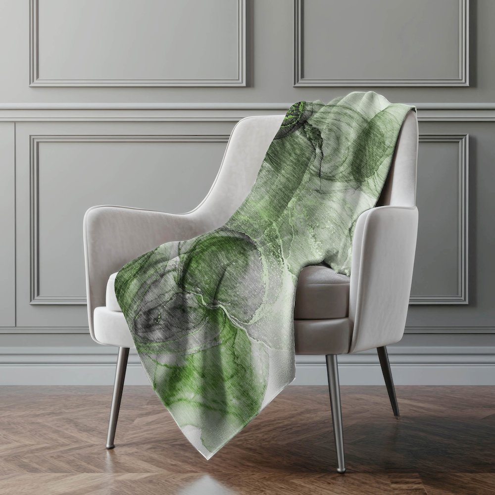 Premium Machine Washable ASB513 Olive 50" x 70" Sherpa Throw Blanket. Picture 4