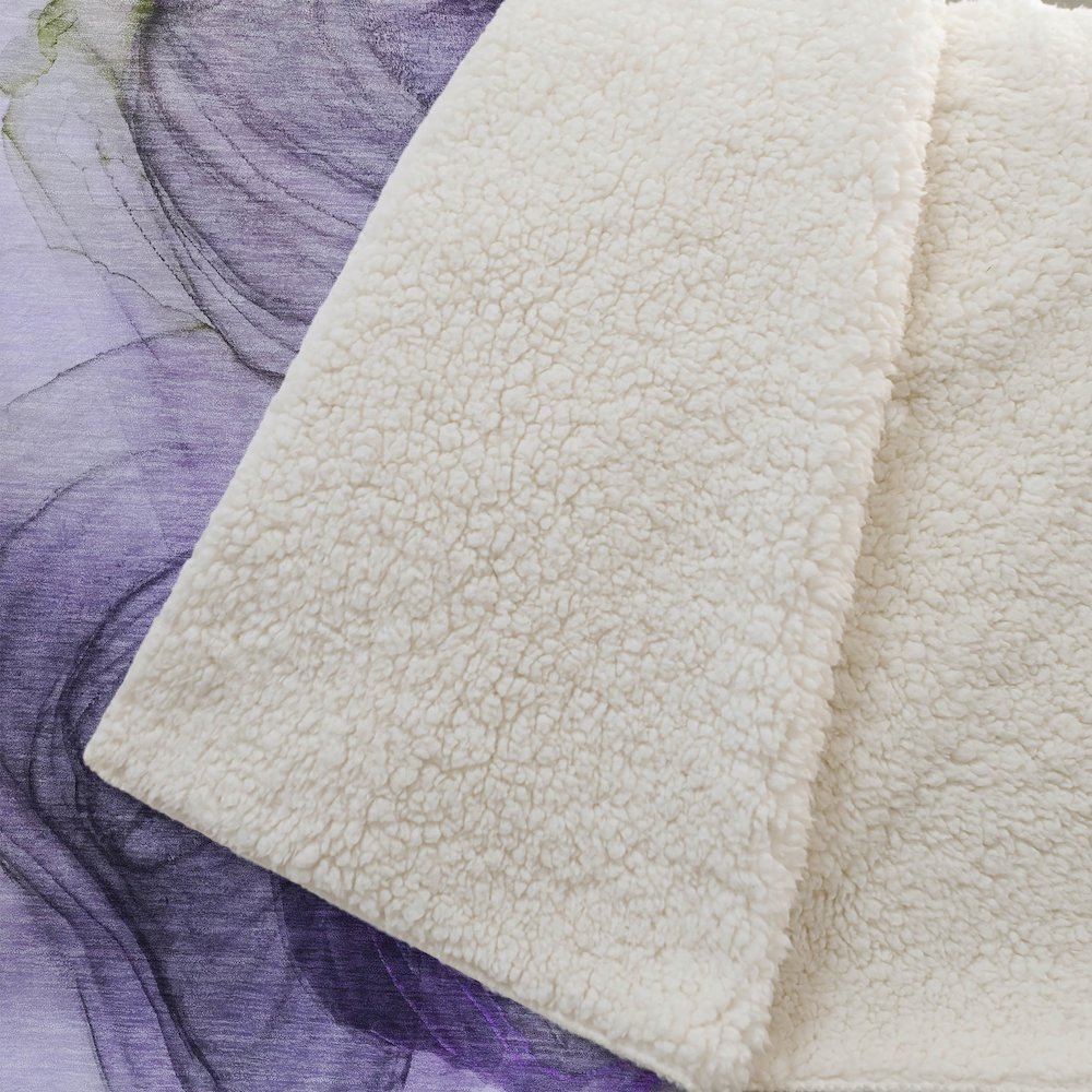 Premium Machine Washable ASB513 Purple 50" x 70" Sherpa Throw Blanket. Picture 2