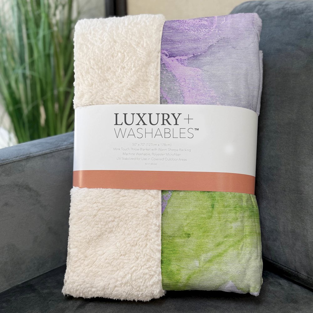 Premium Machine Washable ASB513 Purple 50" x 70" Sherpa Throw Blanket. Picture 3