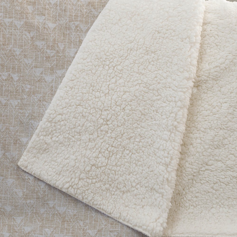 Premium Machine Washable ASB514 Beige 50" x 70" Sherpa Throw Blanket. Picture 2