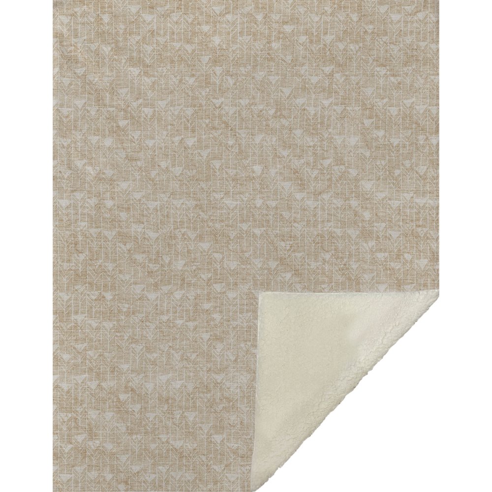 Premium Machine Washable ASB514 Beige 50" x 70" Sherpa Throw Blanket. Picture 1