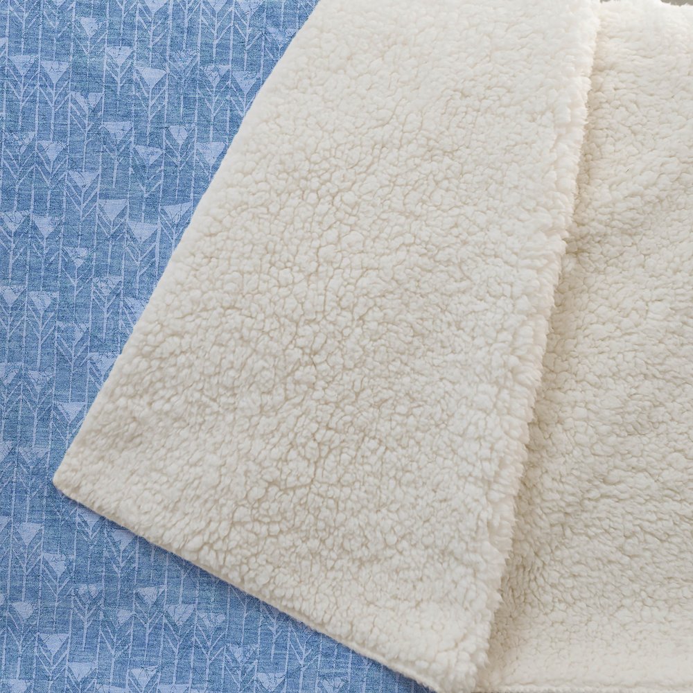 Premium Machine Washable ASB514 Blue 50" x 70" Sherpa Throw Blanket. Picture 2