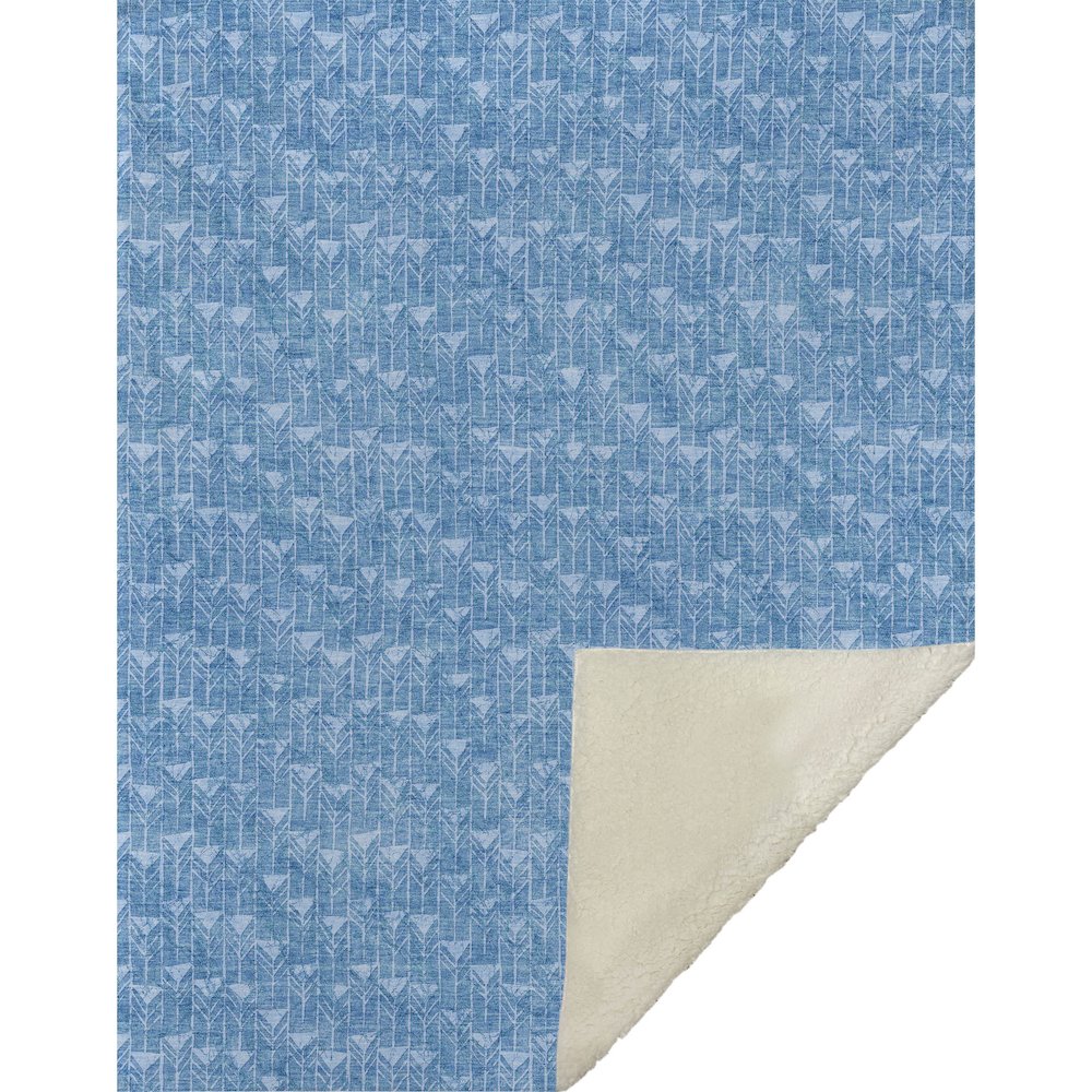 Premium Machine Washable ASB514 Blue 50" x 70" Sherpa Throw Blanket. Picture 1