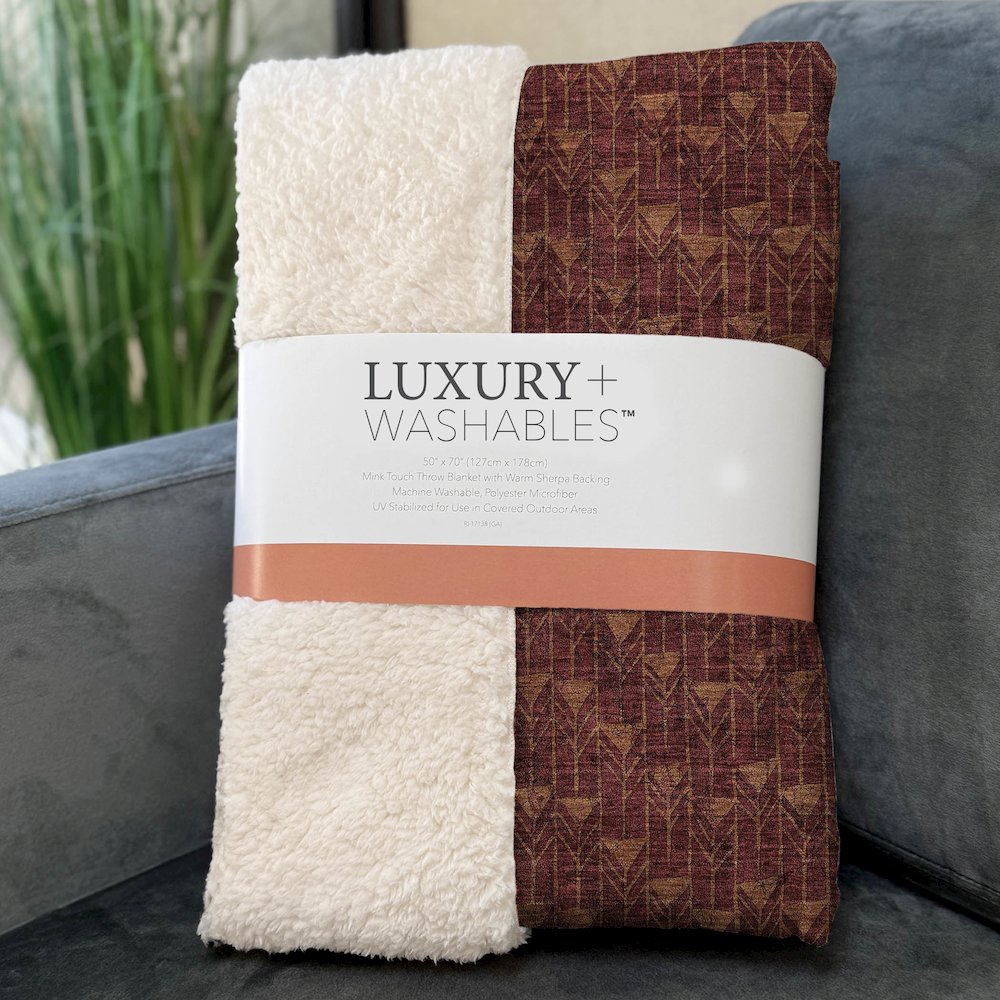 Premium Machine Washable ASB514 Burgundy 50" x 70" Sherpa Throw Blanket. Picture 3
