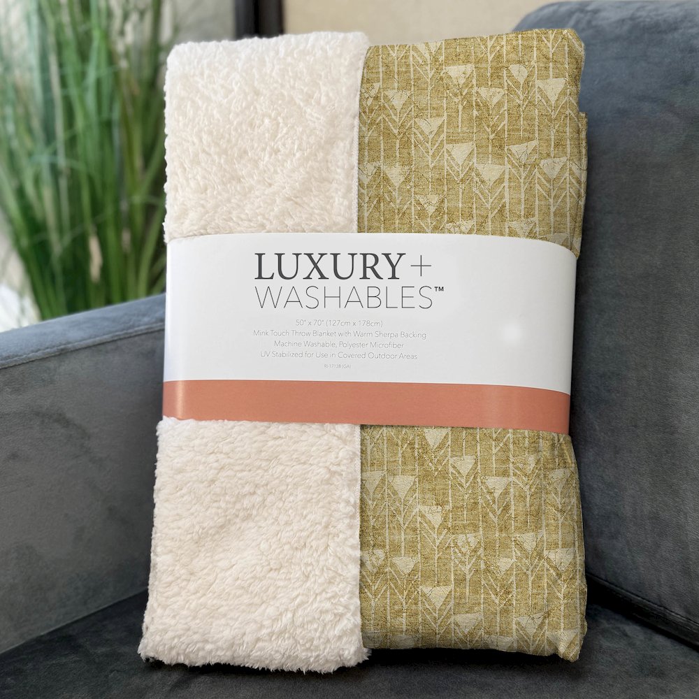 Premium Machine Washable ASB514 Gold 50" x 70" Sherpa Throw Blanket. Picture 3
