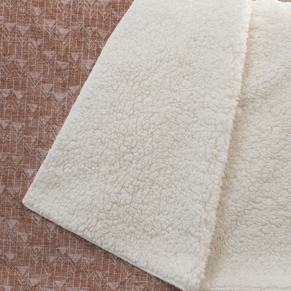 Premium Machine Washable ASB514 Terracotta 50" x 70" Sherpa Throw Blanket. Picture 2