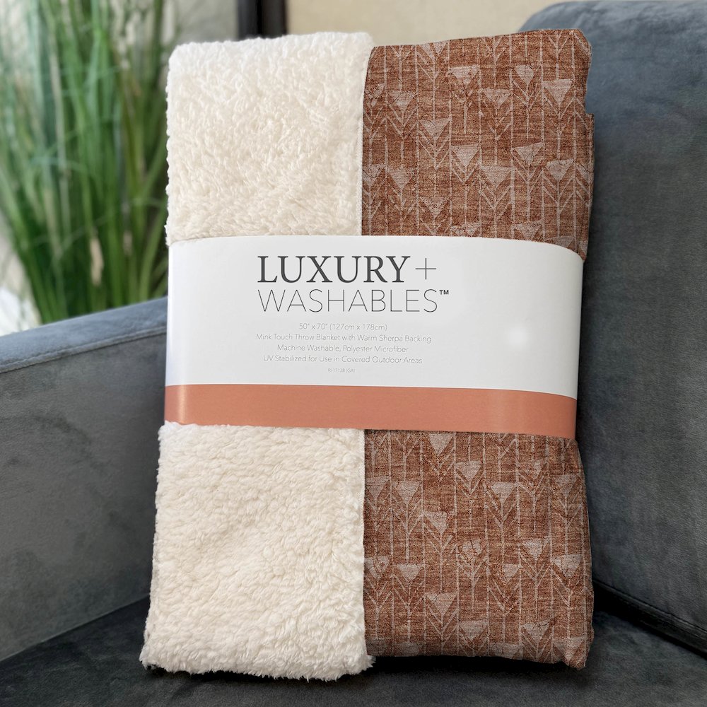 Premium Machine Washable ASB514 Terracotta 50" x 70" Sherpa Throw Blanket. Picture 3