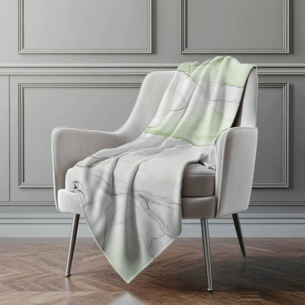 Premium Machine Washable ASB515 Green 50" x 70" Sherpa Throw Blanket. Picture 4