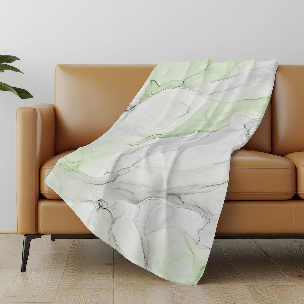 Premium Machine Washable ASB515 Green 50" x 70" Sherpa Throw Blanket. Picture 5