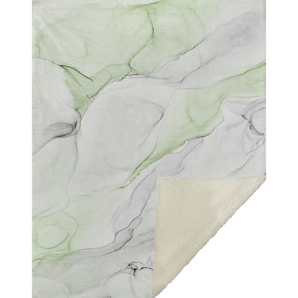 Premium Machine Washable ASB515 Green 50" x 70" Sherpa Throw Blanket. Picture 1