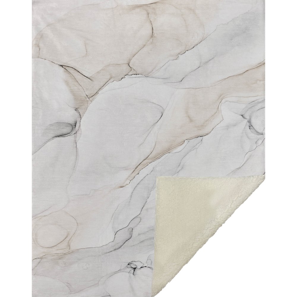 Premium Machine Washable ASB515 Ivory 50" x 70" Sherpa Throw Blanket. Picture 1