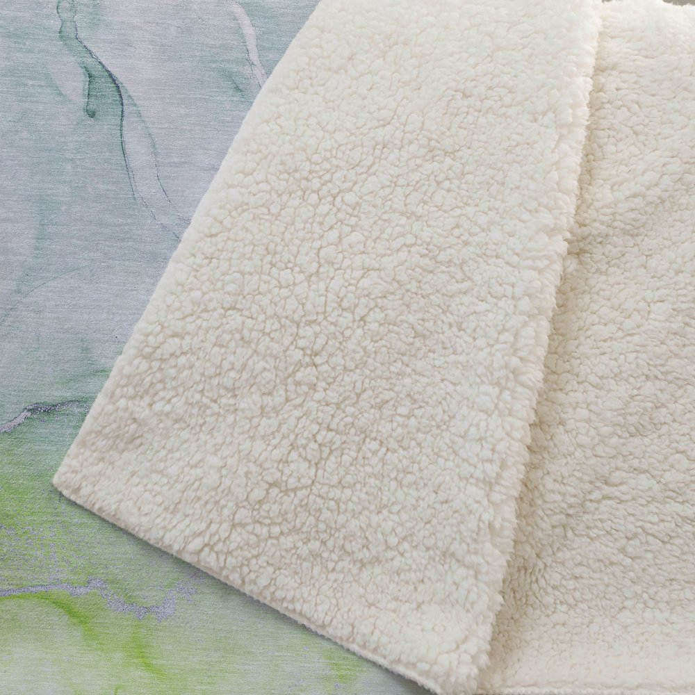 Premium Machine Washable ASB516 Green 50" x 70" Sherpa Throw Blanket. Picture 2