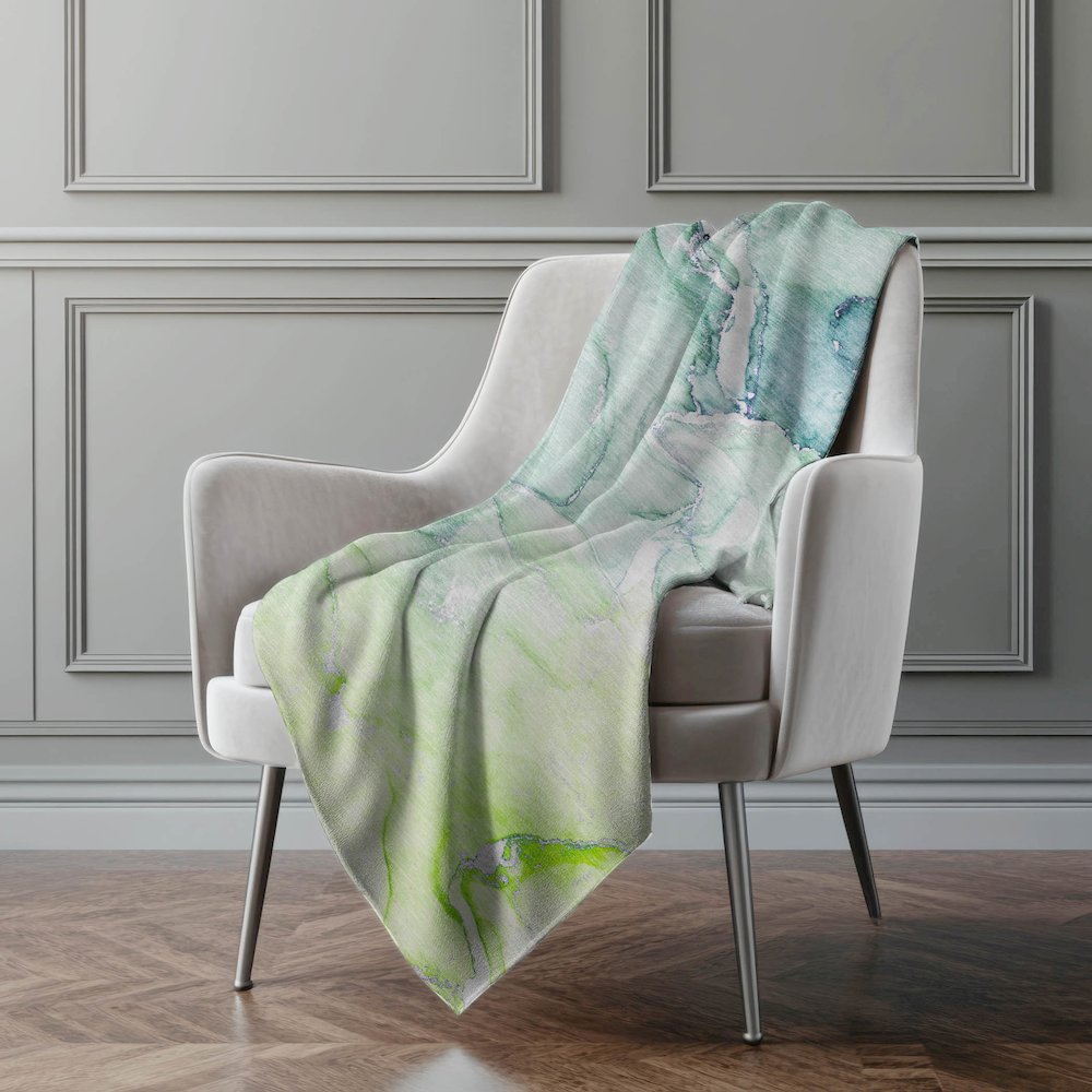 Premium Machine Washable ASB516 Green 50" x 70" Sherpa Throw Blanket. Picture 4