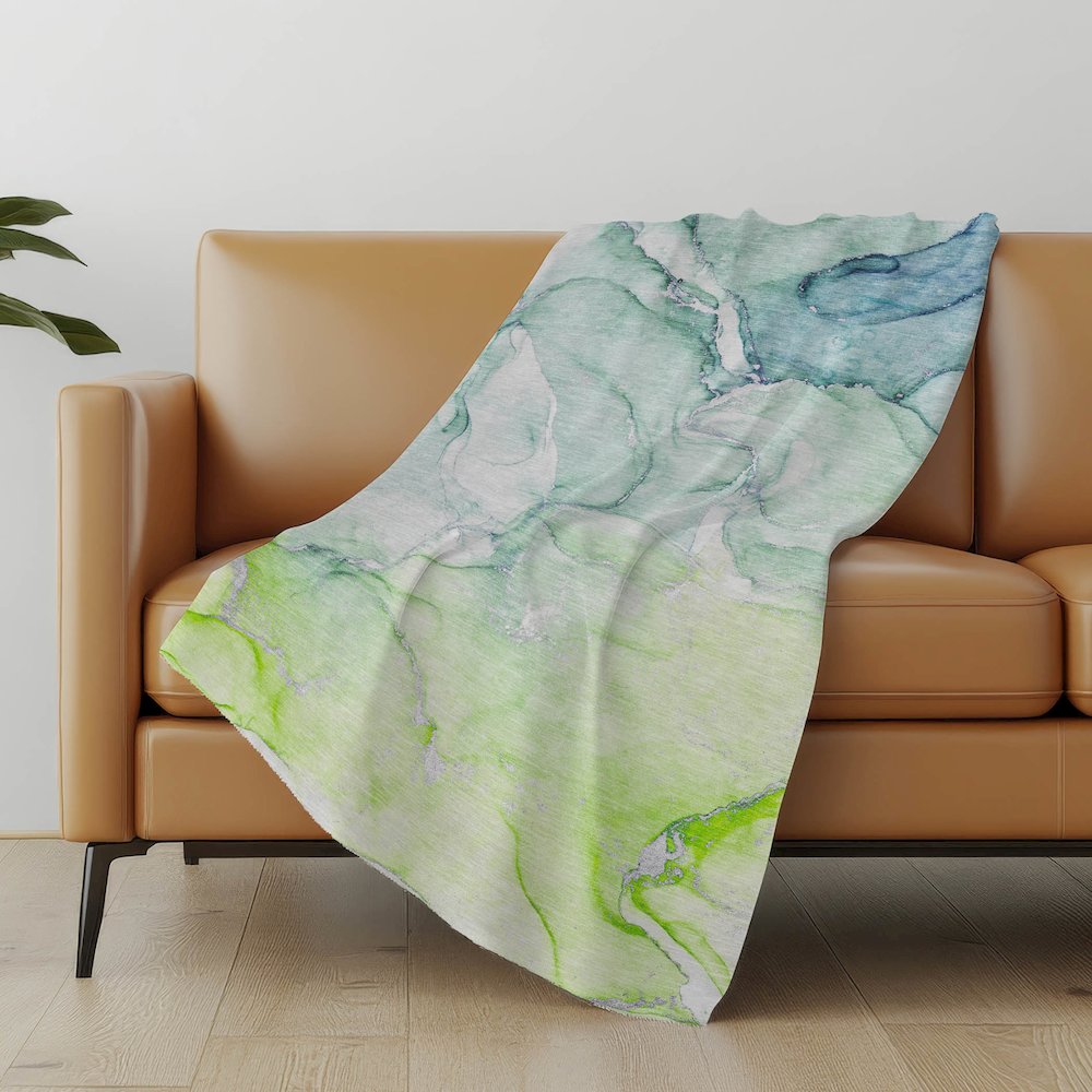 Premium Machine Washable ASB516 Green 50" x 70" Sherpa Throw Blanket. Picture 5