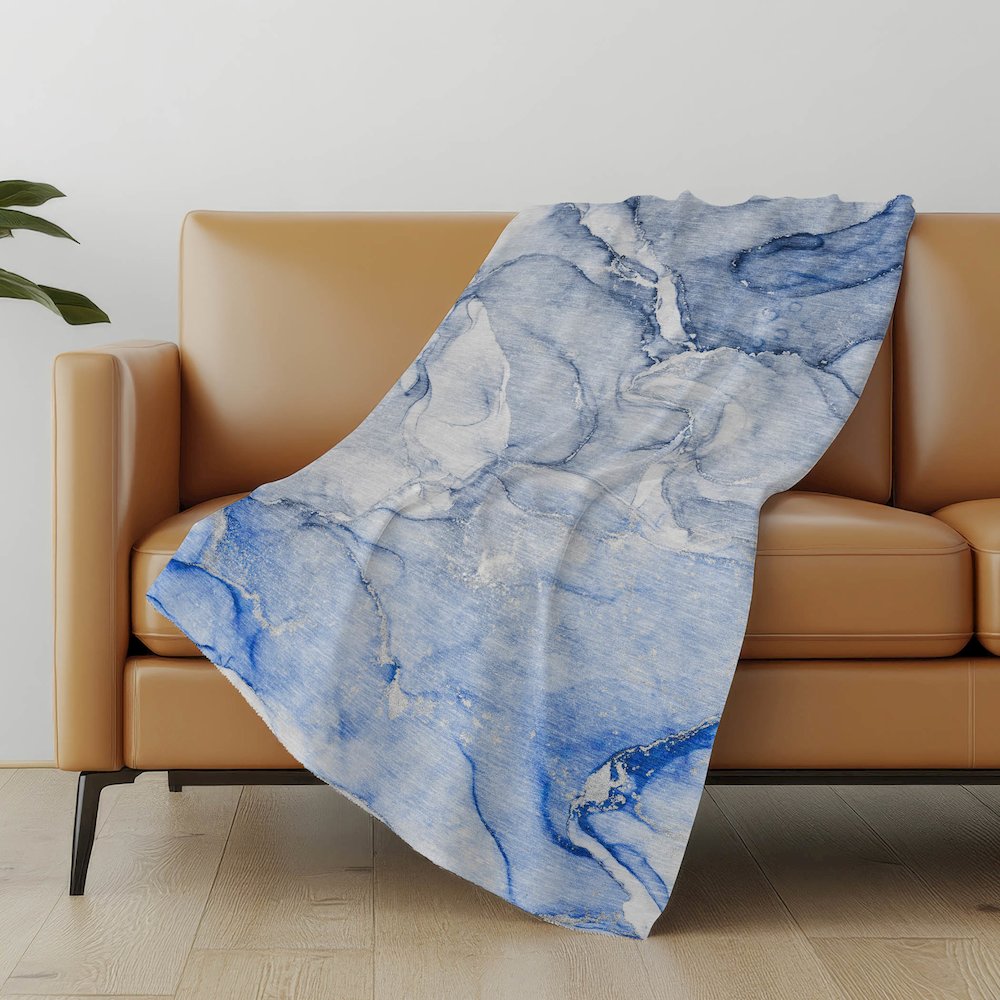 Premium Machine Washable ASB516 Navy 50" x 70" Sherpa Throw Blanket. Picture 5
