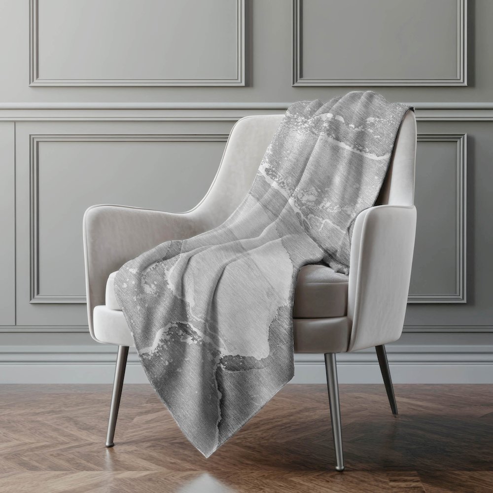 Premium Machine Washable ASB517 Gray 50" x 70" Sherpa Throw Blanket. Picture 4