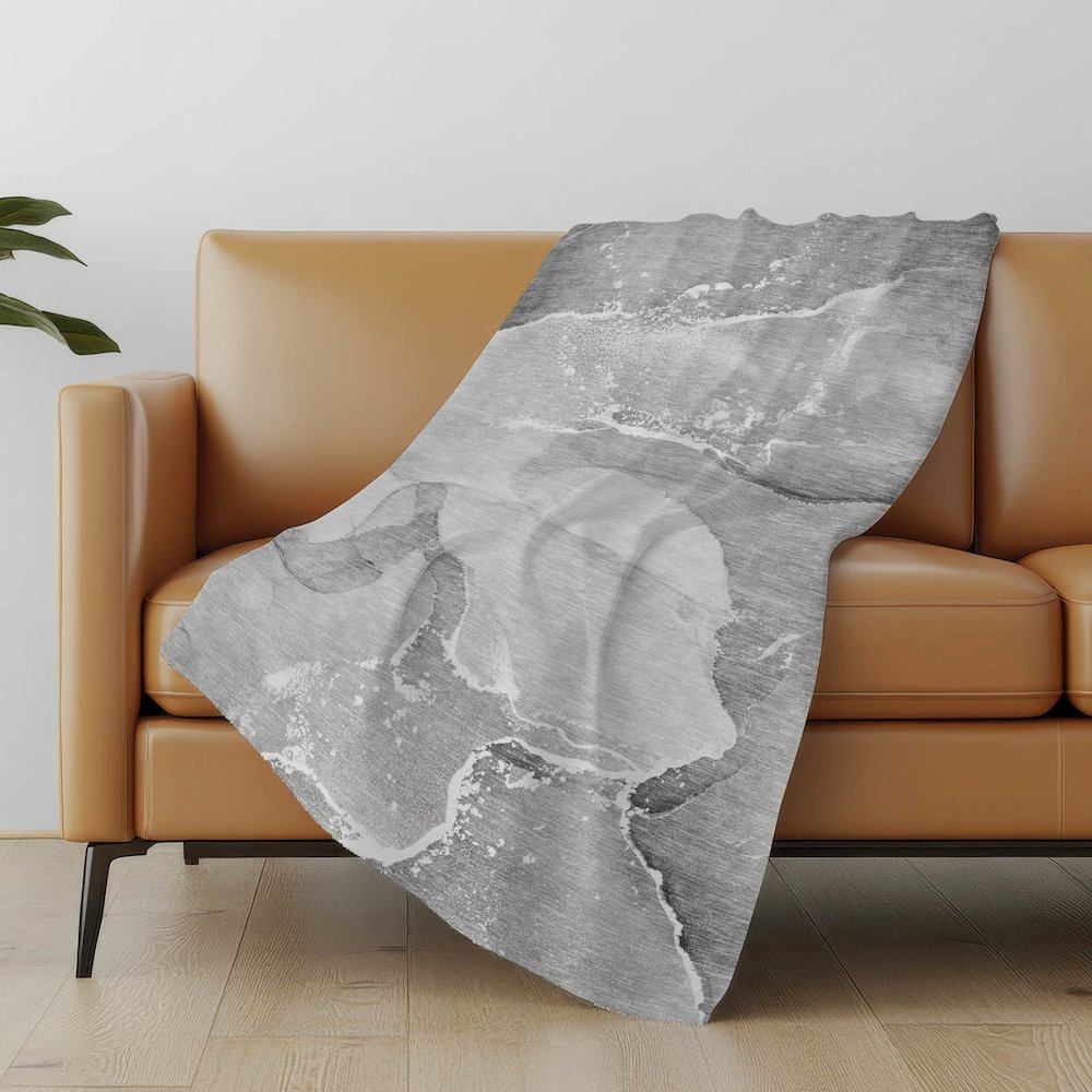 Premium Machine Washable ASB517 Gray 50" x 70" Sherpa Throw Blanket. Picture 5