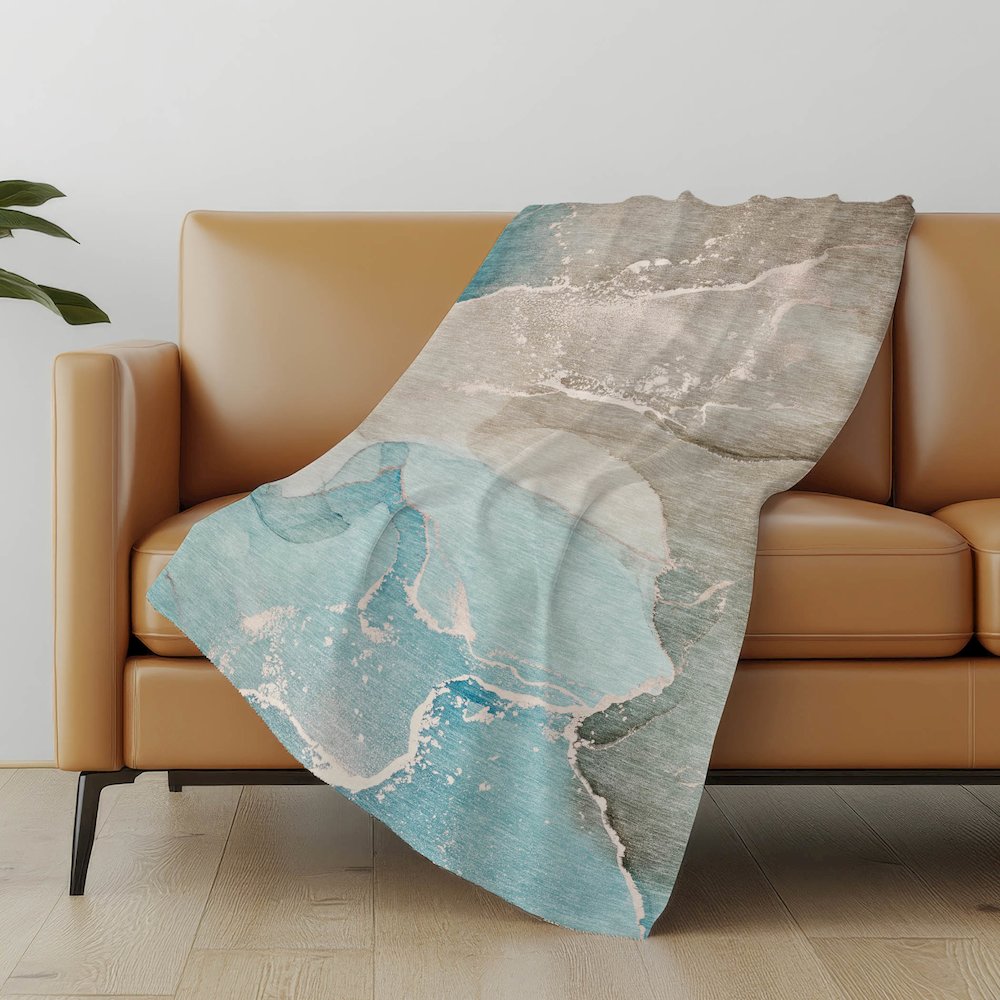 Premium Machine Washable ASB517 Teal 50" x 70" Sherpa Throw Blanket. Picture 5