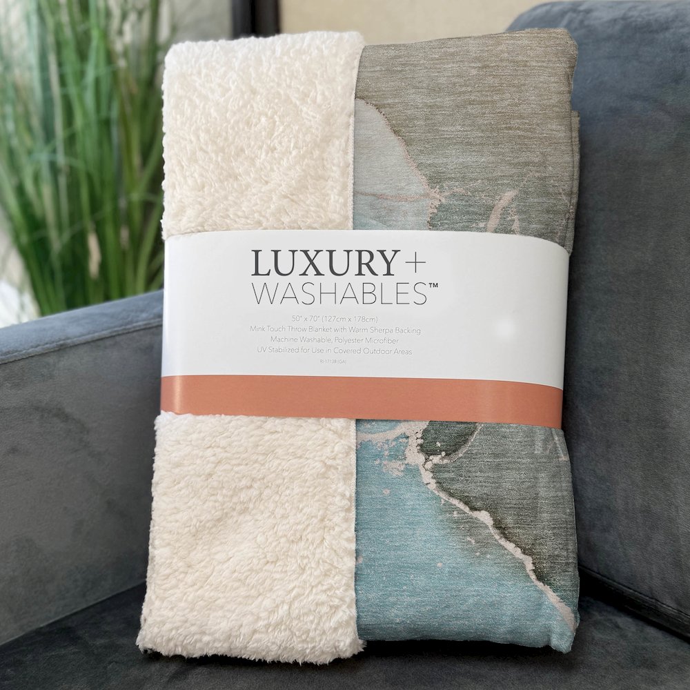 Premium Machine Washable ASB517 Teal 50" x 70" Sherpa Throw Blanket. Picture 3