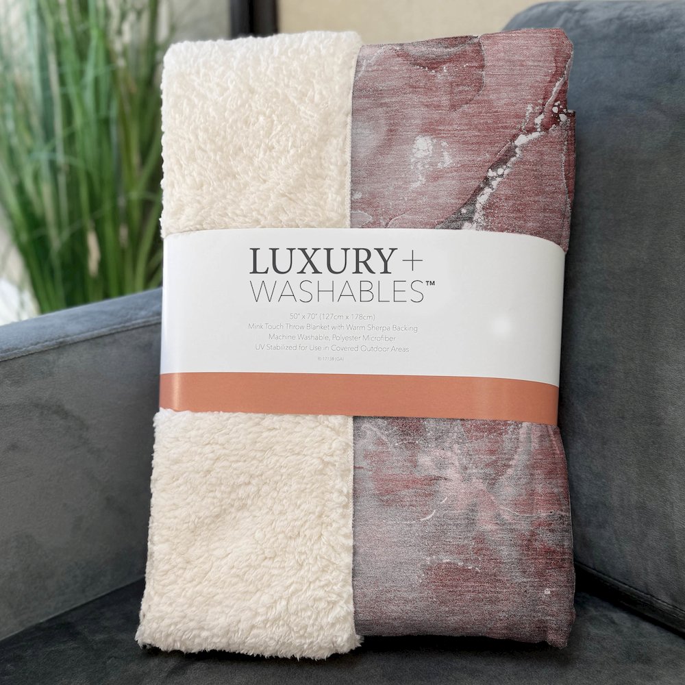 Premium Machine Washable ASB518 Merlot 50" x 70" Sherpa Throw Blanket. Picture 3
