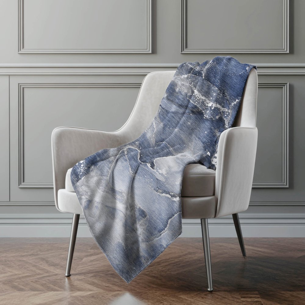 Premium Machine Washable ASB518 Navy 50" x 70" Sherpa Throw Blanket. Picture 4