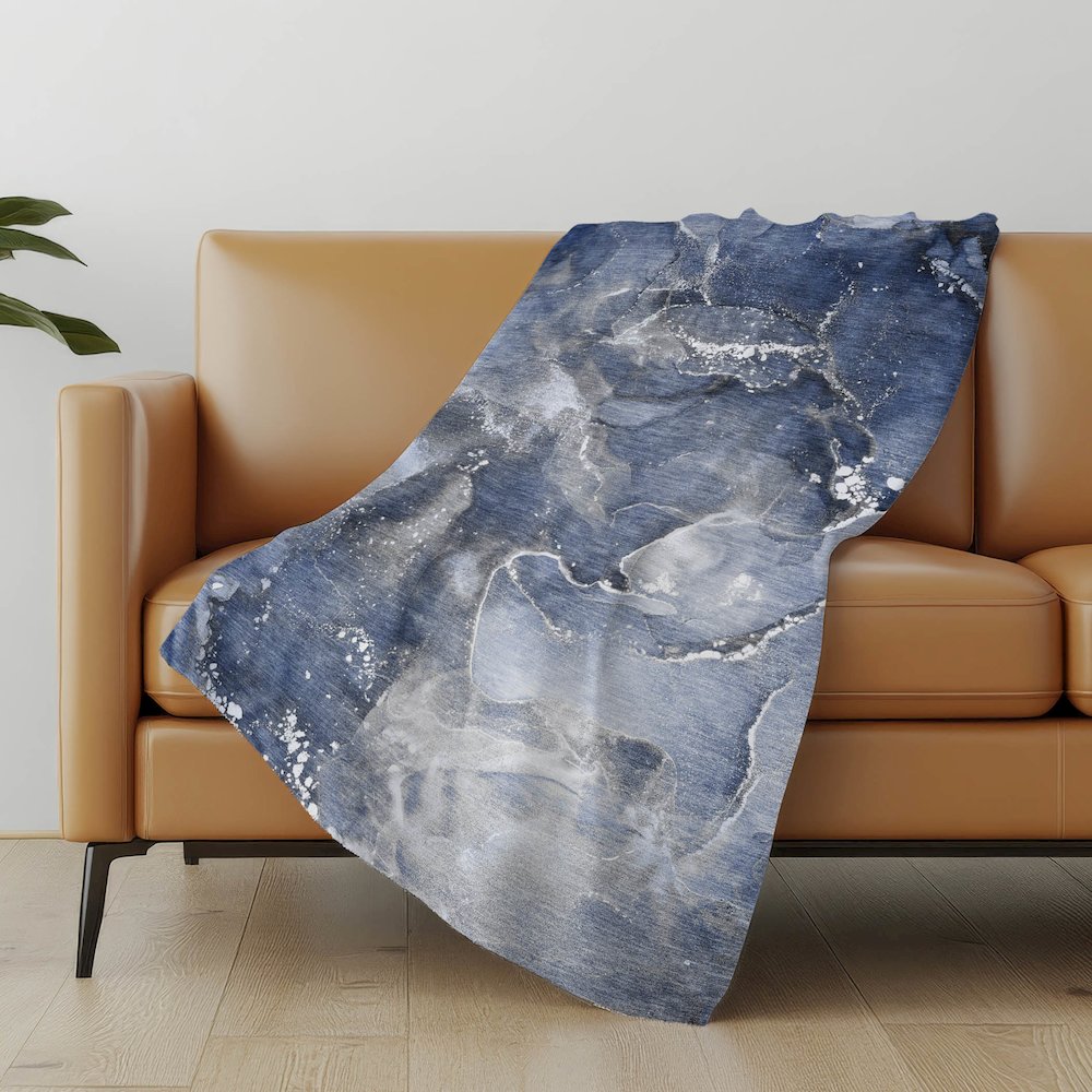 Premium Machine Washable ASB518 Navy 50" x 70" Sherpa Throw Blanket. Picture 5
