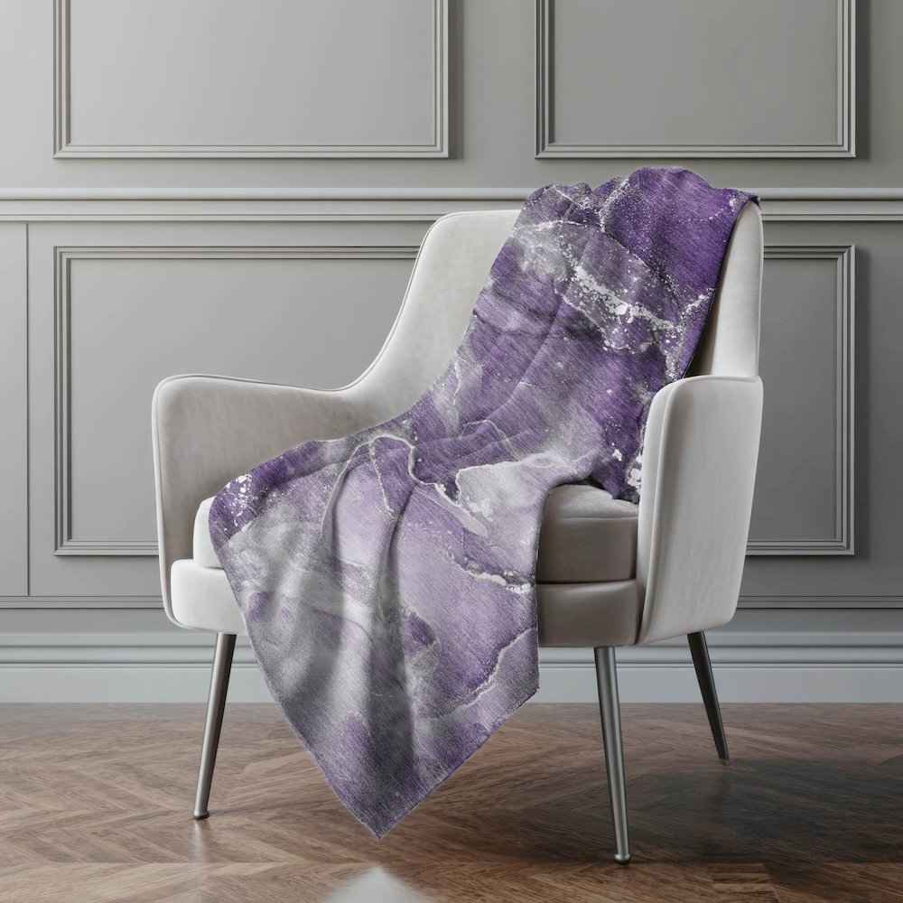 Premium Machine Washable ASB518 Purple 50" x 70" Sherpa Throw Blanket. Picture 4