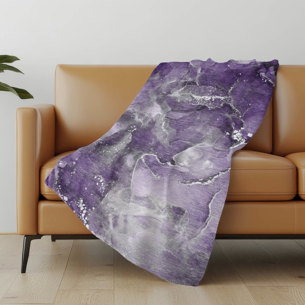 Premium Machine Washable ASB518 Purple 50" x 70" Sherpa Throw Blanket. Picture 5
