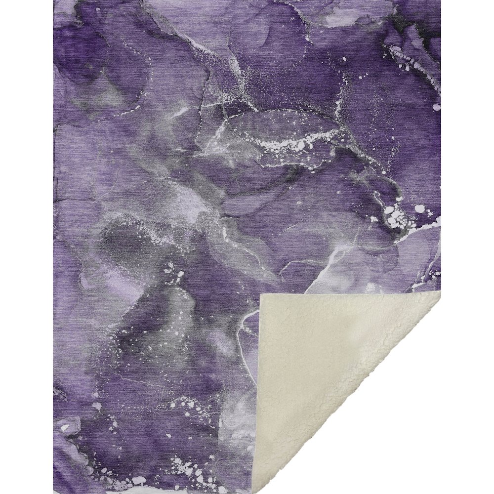 Premium Machine Washable ASB518 Purple 50" x 70" Sherpa Throw Blanket. Picture 1
