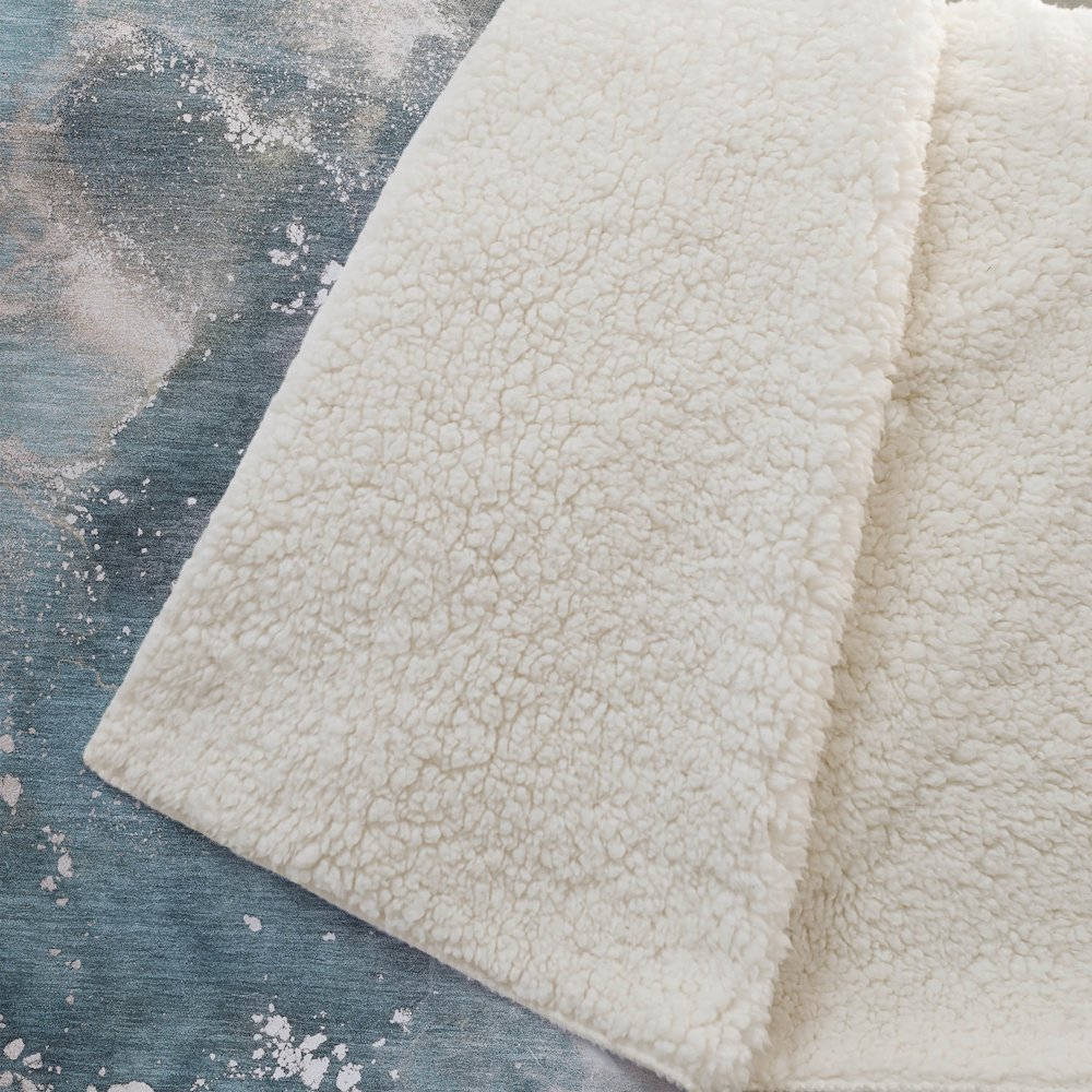 Premium Machine Washable ASB518 Teal 50" x 70" Sherpa Throw Blanket. Picture 2